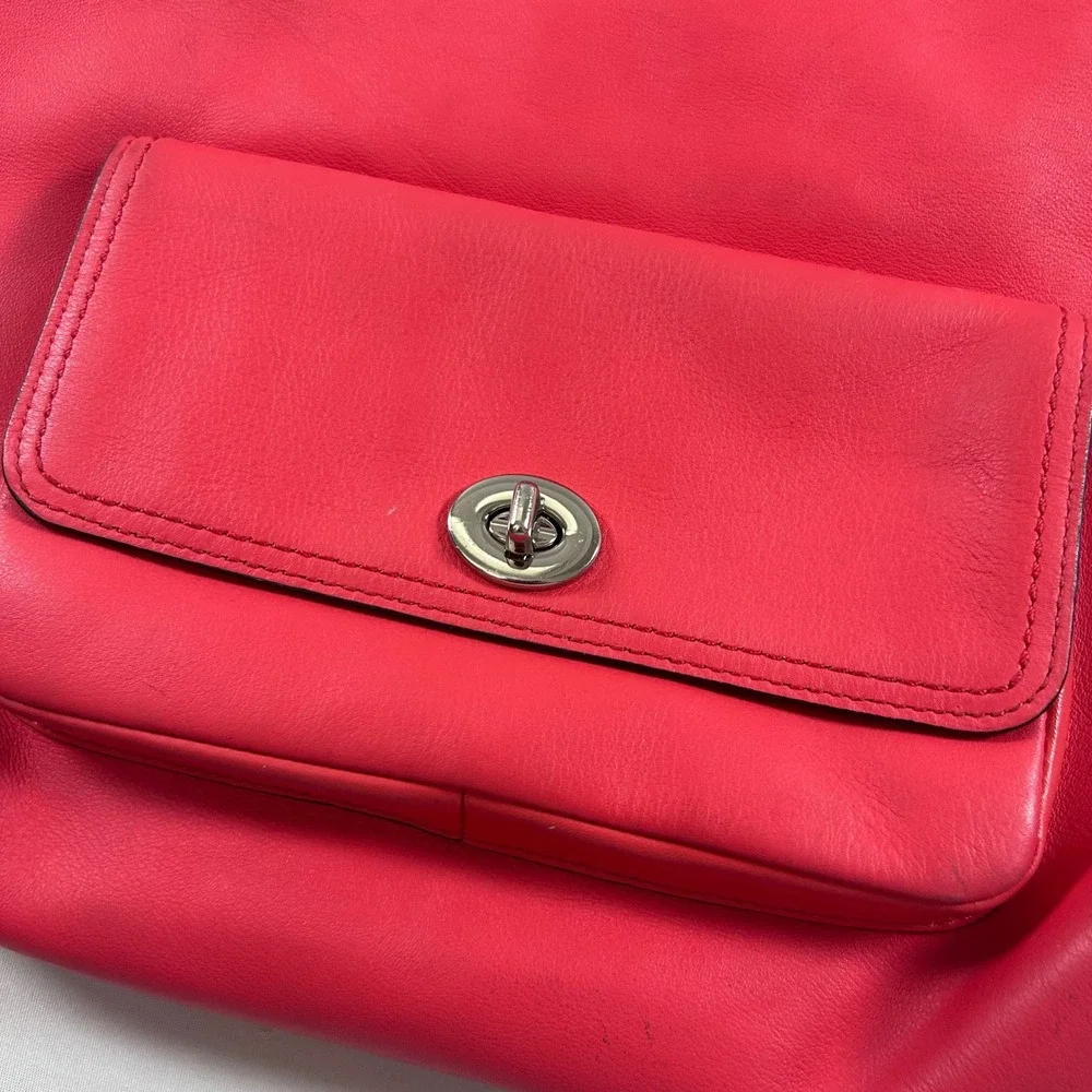 Coach Legacy Courtenay Hobo Purse 2 Way Shoulder Bag Bright Coral Style #22381